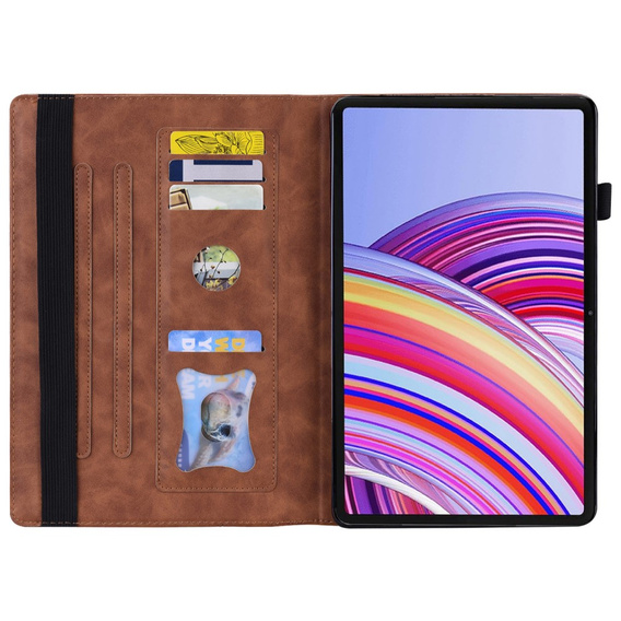 Tok Xiaomi Redmi Pad Pro, Classic, tolltartóval, barna
