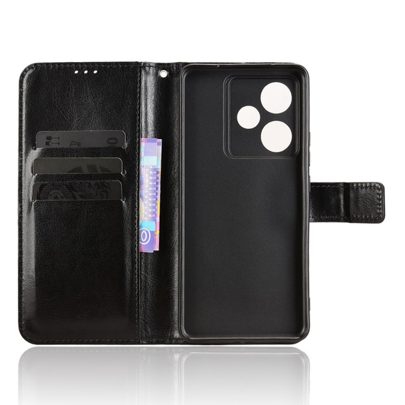 Pattintható tok a Realme GT 7 / 7T, Crazy Horse Wallet, fekete