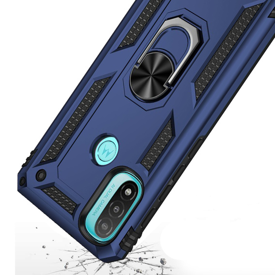 Páncélozott telefontok a Motorola Moto E20/E30/E40, Nox Case Ring, kék