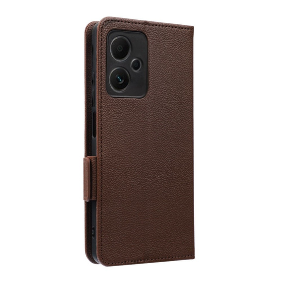 Pattintható tok a Xiaomi Redmi Note 12 5G / POCO X5 5G, Wallet Litchi Magnet, barna