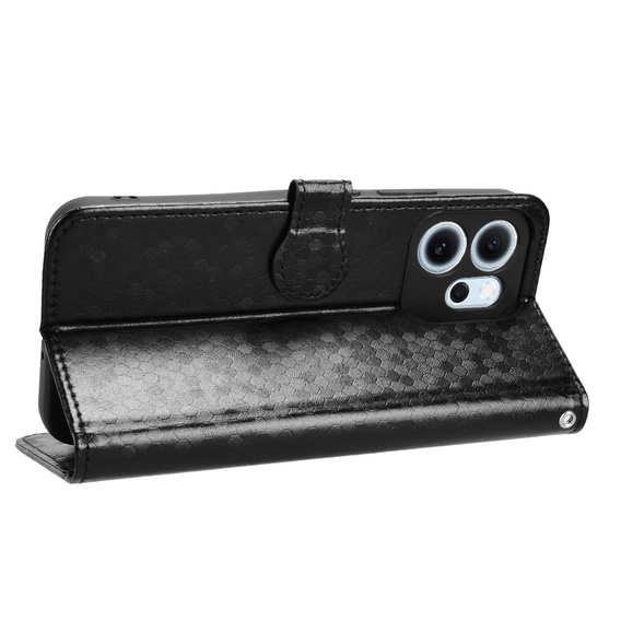 Pántos tok Oppo Reno 14F, pénztárca Rhombus, fekete