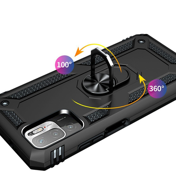 Páncélozott telefontok a Xiaomi Redmi Note 10 5G, Nox Case Ring, fekete