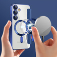 Pattintható tok a Samsung Galaxy S25 FE, RFID Wallet MagSafe CamShield, sötétkék