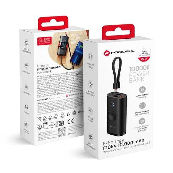 Forcell F-Energy 10000 mAh power bank Apple Watch töltővel
