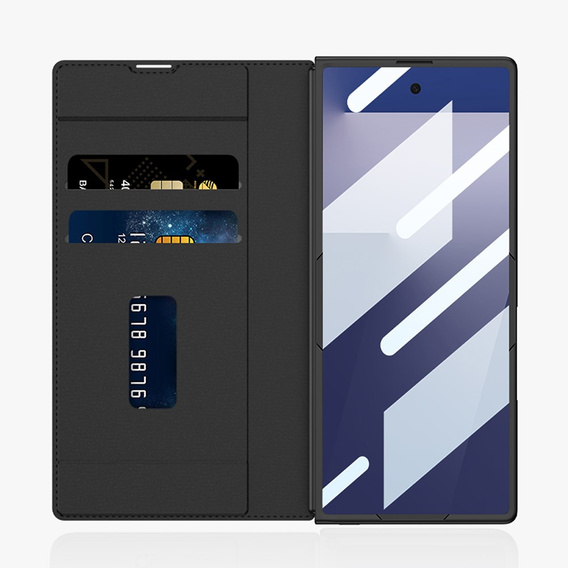Tárca tok fekete tok patenttal Samsung Galaxy Z Fold 7 5G számára