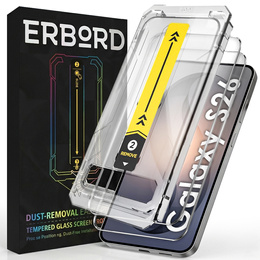 2x 9H edzett üveg Easy App rögzítőkerettel Samsung Galaxy S26 készülékhez