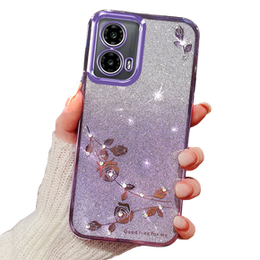 Tok Motorola Moto G24 / G24 Power / G04, Glitter Flower, lila