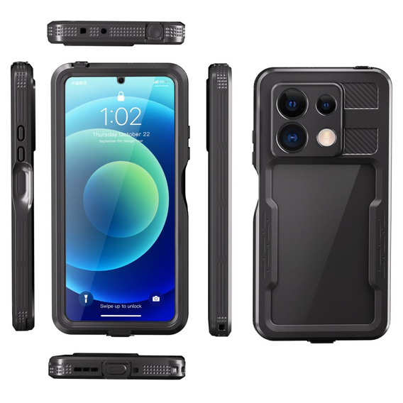 IP68 vízálló tok Xiaomi Redmi Note 13 5G, Redpepper, fekete