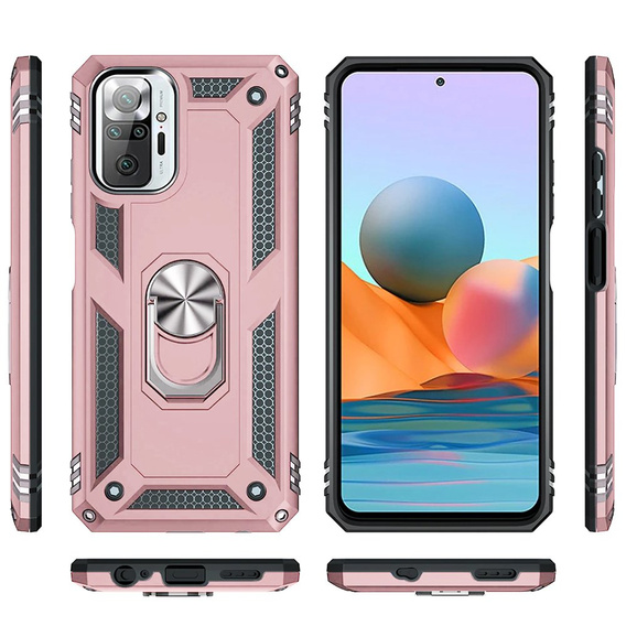 Páncélozott telefontok a Xiaomi Redmi Note 10 Pro, Nox Case Ring, rózsaszín rose gold