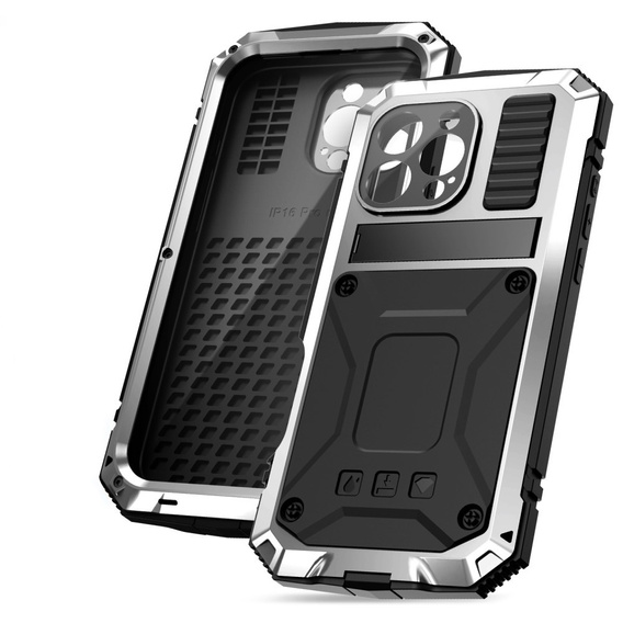 Páncélozott tok a iPhone 16 Pro, R-JUST, ezüst