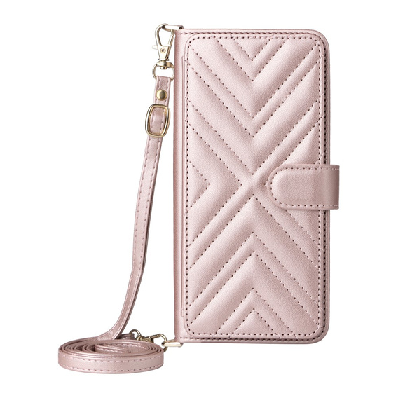 Tok patenttal a Oppo Reno 13 5G-hez, Crossbody Leather Wallet, rózsaszín