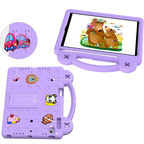 Gyermek tok iPad 9.7" 2018/2017 (6/5 gen.) / Pro 9.7" 2016, Cute Patterns, állvánnyal, lila