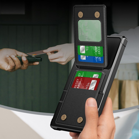 Tok Samsung Galaxy S25 Ultra, Card Holder Kickstand, fekete