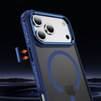 Matt tok iPhone 17 Pro Max készülékhez, páncélozott, MagSafe-hoz, füstös, kék oldallal