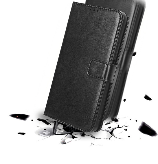 Pattintható tok a Realme 14 5G / Realme 14T 5G, Crazy Horse Wallet, fekete