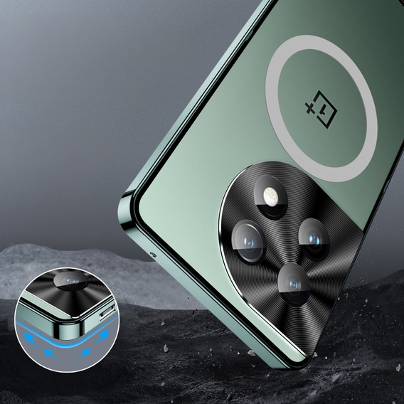 Kameravédő tok OnePlus 12 5G, CamShield MagSafe, átlátszó / zöld