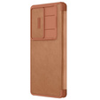 NILLKIN flip tok Samsung Galaxy S25 Ultra, CamShield Qin Pro, bőr, barna