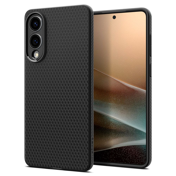 A Spigen tok Samsung Galaxy S25 Edge, Liquid Air, fekete + 9H edzett üveghez