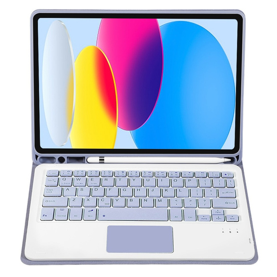 Tok + billentyűzet iPad 10.9 2022 10 Gen, TouchPad Pen Slot, lila