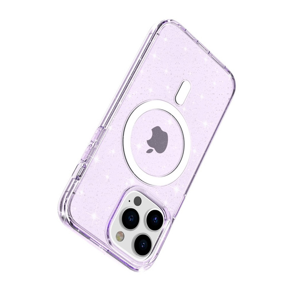 Telefontok a iPhone 14 Pro, Dropproof MagSafe Glitter, lila