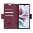 Tok Oppo Reno 11F, ERBORD Glossy Litchi, pénztárca patenttal, piros