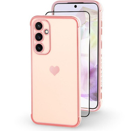 tok Samsung Galaxy A35 5G, Electro heart, rózsaszín rose gold + Full Glue Kerámiaüveg