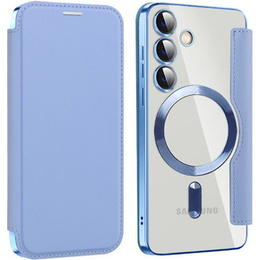 Pattintható tok a Samsung Galaxy S24, RFID Wallet MagSafe CamShield, kék