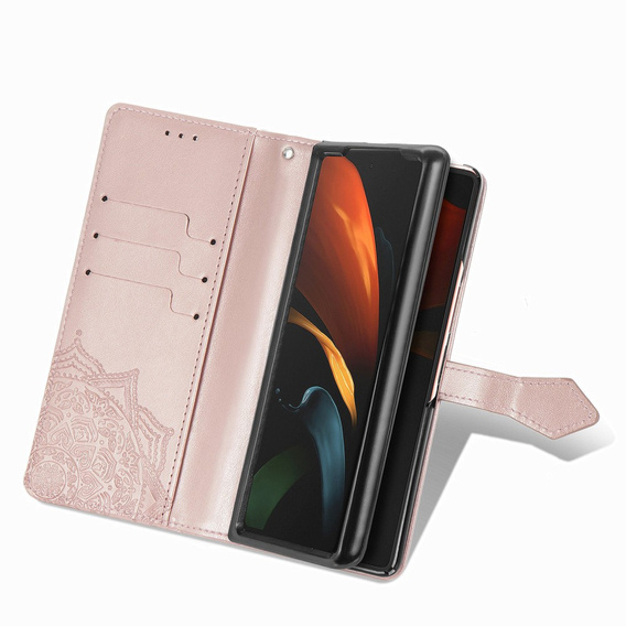 Pattintható tok a Samsung Galaxy Z Fold3 5G, Mandala, rózsaszín rose gold