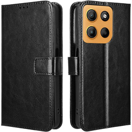 Pattintható tok a Motorola Moto G15 / Motorola Moto G15 Power, Crazy Horse Wallet, fekete