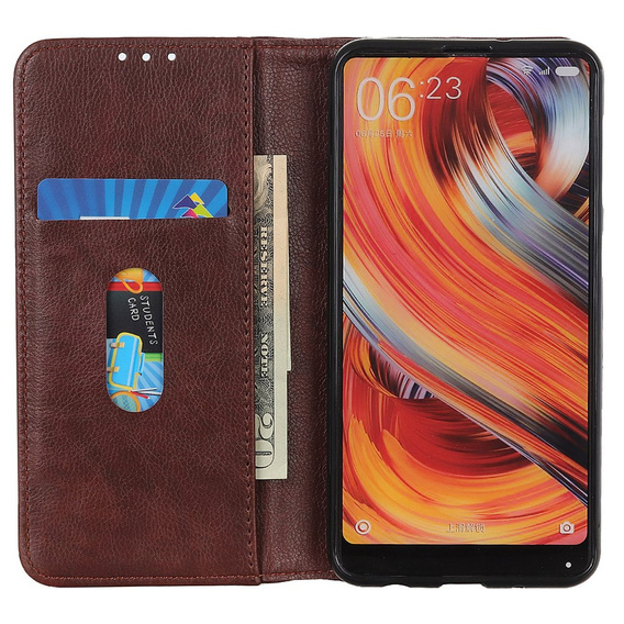 Telefontok a Motorola Moto G24 / G24 Power / G04, Wallet Litchi Leather, barna