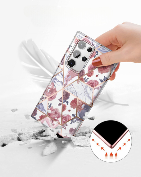 Telefontok a Samsung Galaxy S22 Ultra, Suritch Full Body Marble, rózsaszín