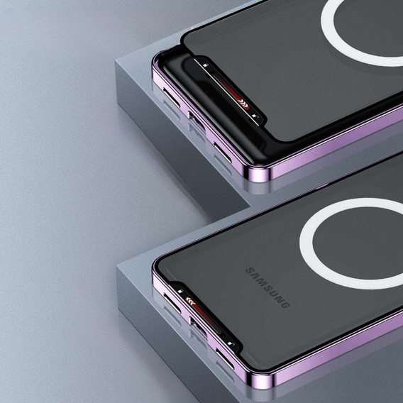 Kameravédő tok Samsung Galaxy S20 FE, CamShield MagSafe, átlátszó / lila