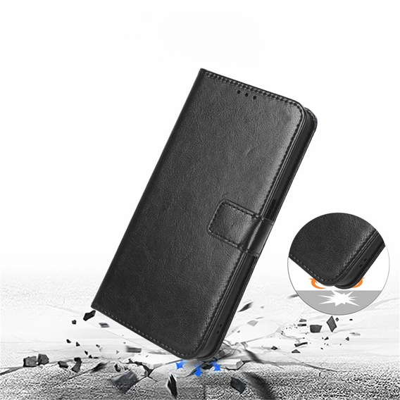 Pattintható tok a Xiaomi Redmi 15C 4G/LTE, Crazy Horse Wallet, fekete