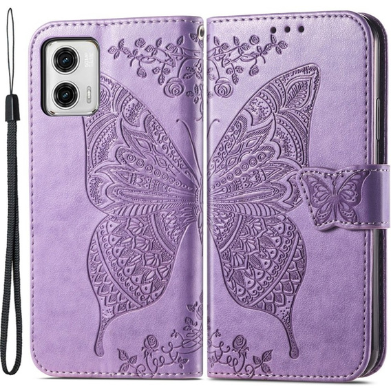 Pattintható tok a Motorola Moto G73 5G, Butterfly, lila