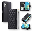 Flap tok Samsung Galaxy A16, Rhombus Crossbody Leather, fekete