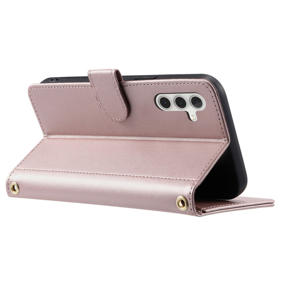 Flap tok Samsung Galaxy S25 FE, Rhombus Crossbody Leather, rózsaszín rose gold