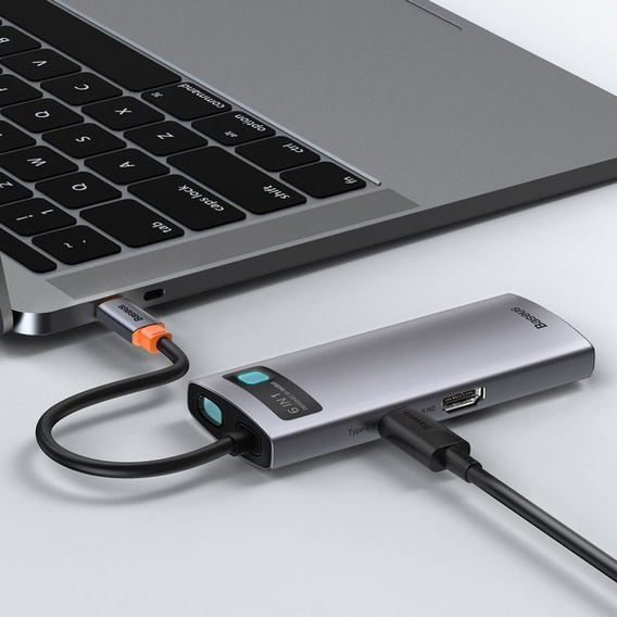 Metal Gleam sorozatú 6 az 1-ben USB-C dokkolóállomás USB-C eszközökhöz