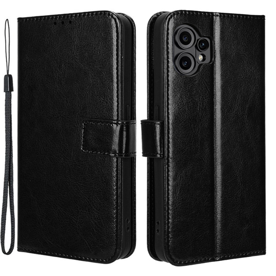 Pattintható tok a CMF Nothing Phone 2 Pro, Crazy Horse Wallet, fekete