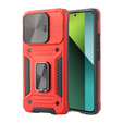 Páncélozott tok Xiaomi Redmi Note 13 Pro 5G, CamShield Slide, piros + edzett üveg 9H