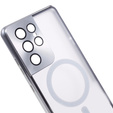 Magnetic Dual Glass MagSafe tok Samsung Galaxy S21 Ultra, ezüst