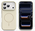 Szilikon tok iPhone 17 Pro készülékhez, MagSafe, ütésgátló, bézs színű