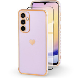 tok Samsung Galaxy A25 5G, Electro heart, lila + Full Glue Kerámiaüveg