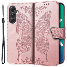 Pattintható tok a Samsung Galaxy A54 5G, Butterfly, rózsaszín rose gold