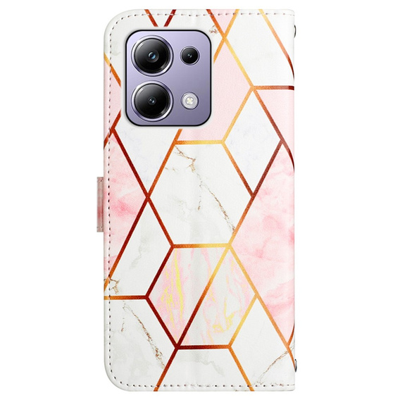 Pattintható tok a Xiaomi Redmi Note 13 Pro 4G, Wallet, Marble rózsaszín