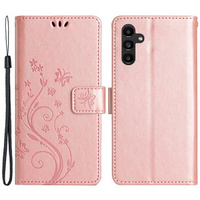 Pattintható tok a Samsung Galaxy A55 5G, Wallet, Butterfly, lila