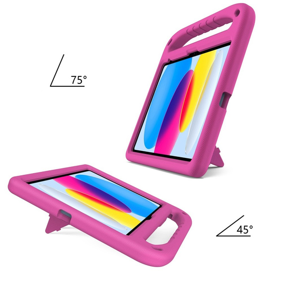 Gyermek tok iPad 11" 2025 A16 (11 gen.) / iPad 10.9" 2022 (10 gen.), fogantyúval, rózsaszín