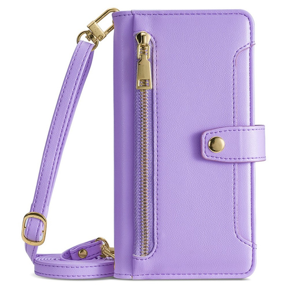 Pattintható tok a Samsung Galaxy A16, Wallet Zipper Pocket, lila