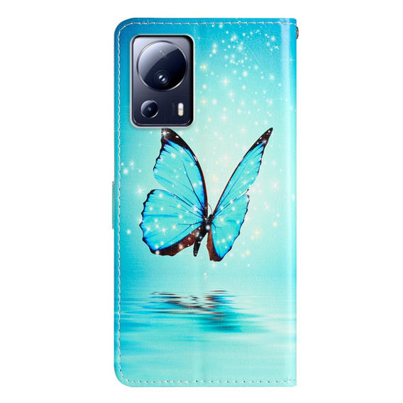 Pattintható tok a Xiaomi 13 Lite, Wallet, butterfly, kék