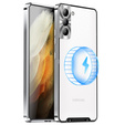 Kameravédő tok Samsung Galaxy S21 FE 5G, CamShield MagSafe, átlátszó / ezüst