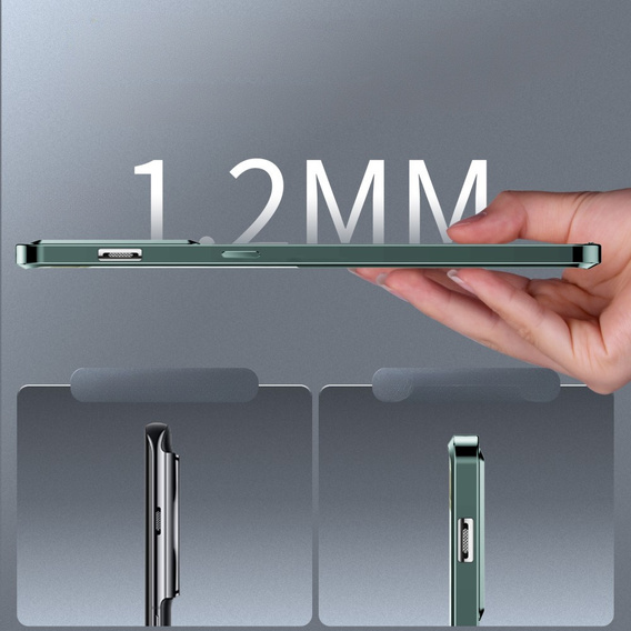 Kameravédő tok OnePlus 12 5G, CamShield MagSafe, átlátszó / zöld